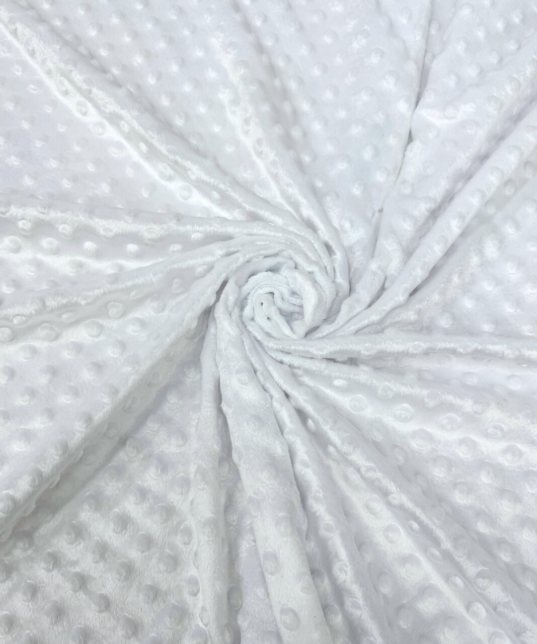 White Minky Dot Fabric by the Yard, 60" Wide Ultra-Soft Plush Minky Fabric for Baby Blankets, Nursery Decor, Plush Toys & Sewing